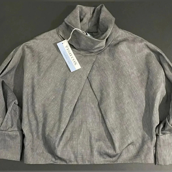 New Tish Cox Linen Blend Crop Blouse Top - Picture 5 of 14